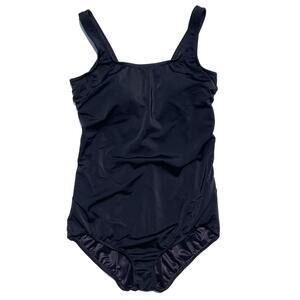 Lands’ End One Piece Swimsuit Womens 14L Black 14 Long